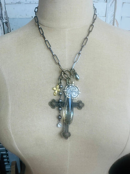 Regal Charmed Cross Necklace - Vintage Vault Boutique