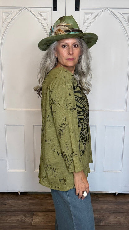 Olive Butterfly Top - Vintage Vault Boutique