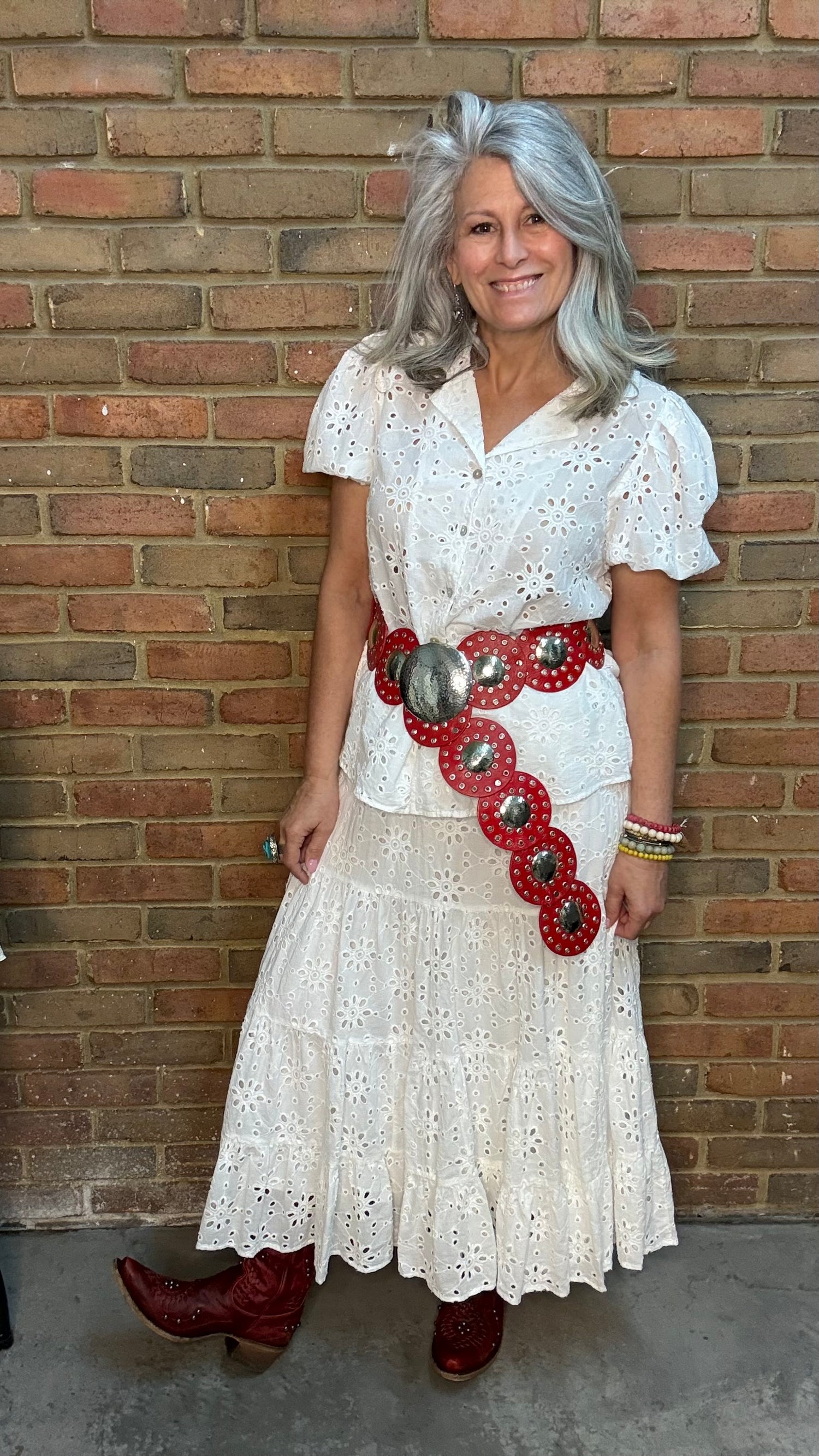 White Eyelet Tiered Skirt