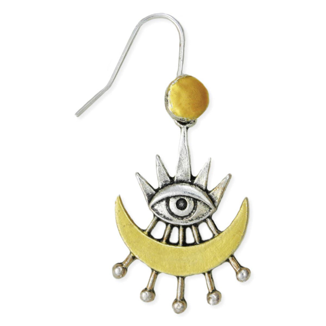 All Seeing Eye Gold Silver Moon Earrings