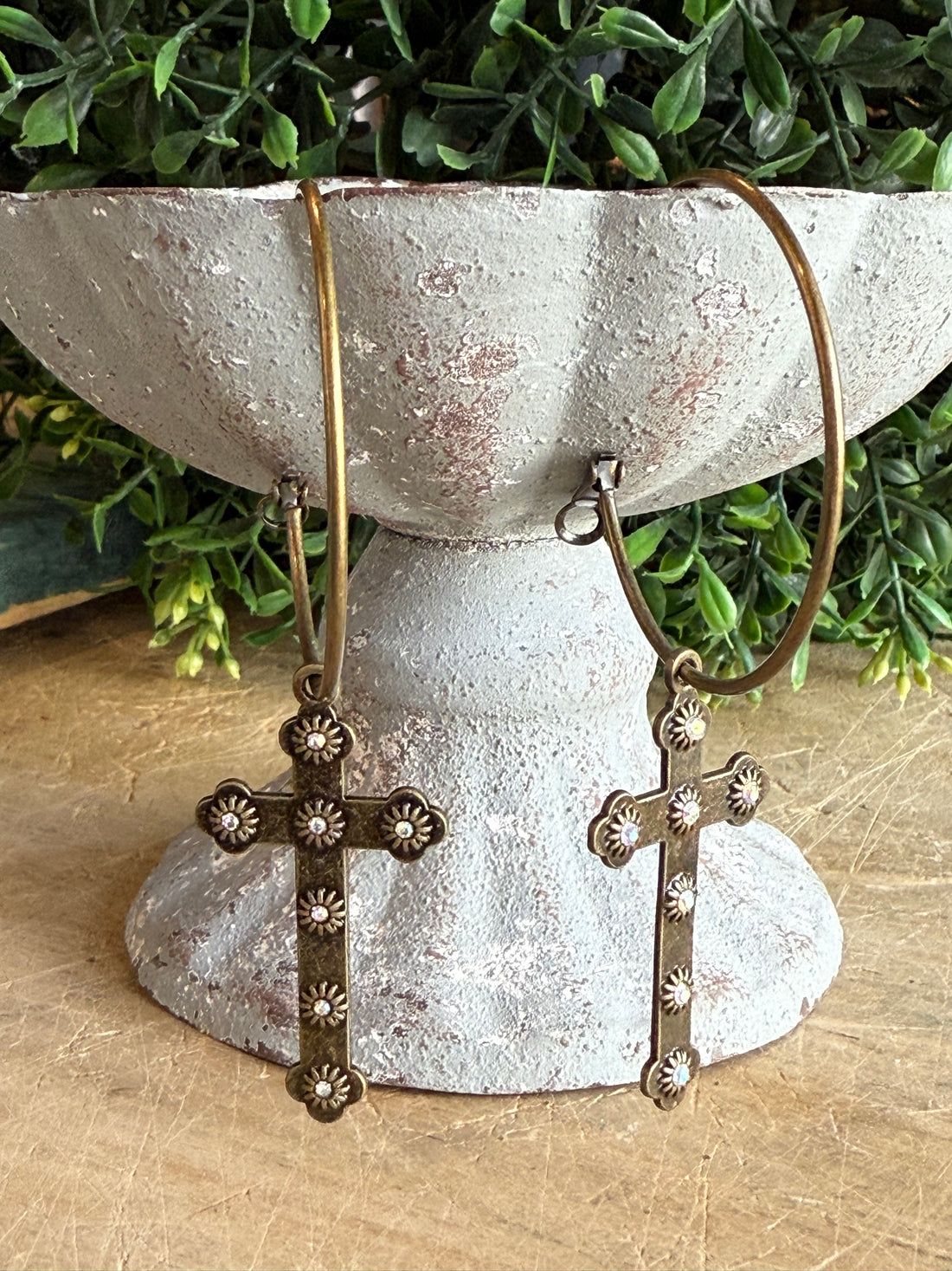Cross Hoop Earrings
