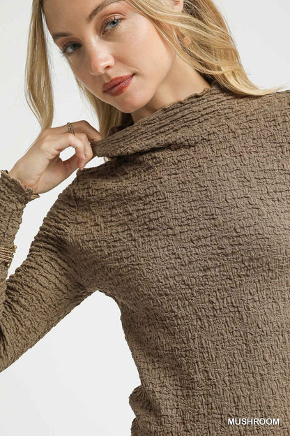Crinkle Knit Long Sleeve Top