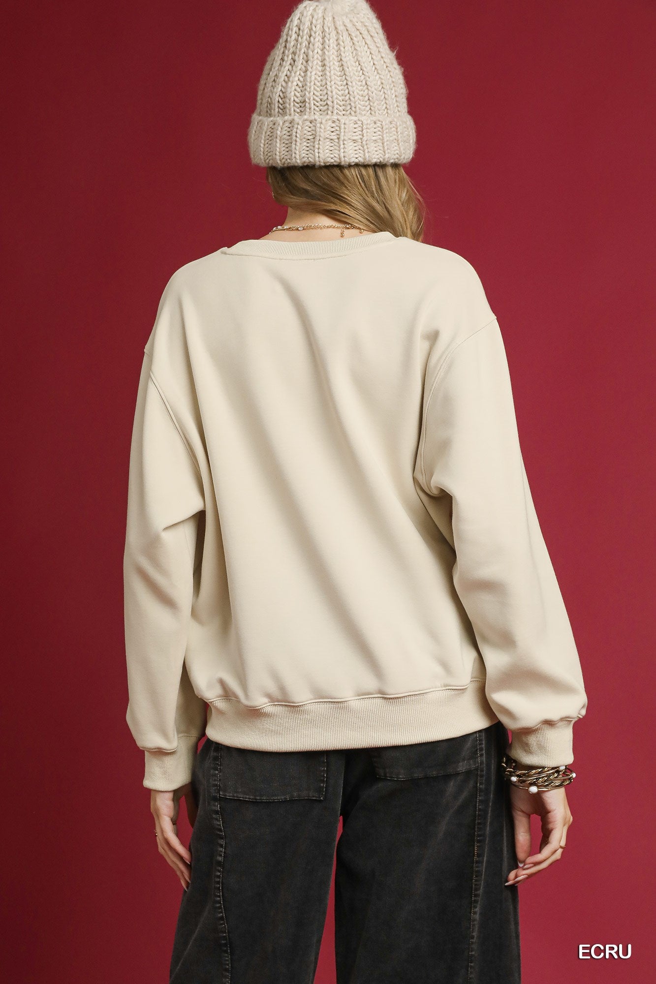 Ecru Long Sleeve Fleece Top