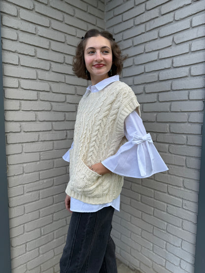 Cream Cable Knit Sweater Vest