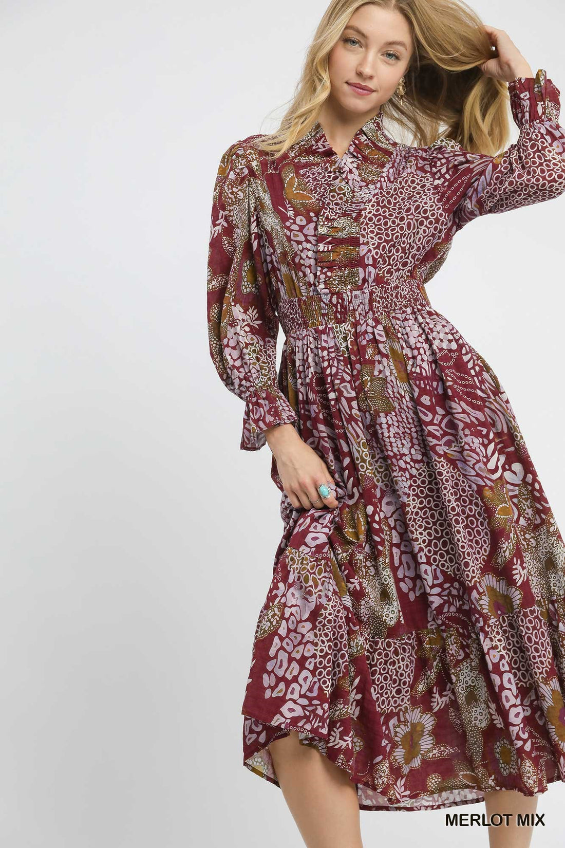 Botanical Print Midi Dress