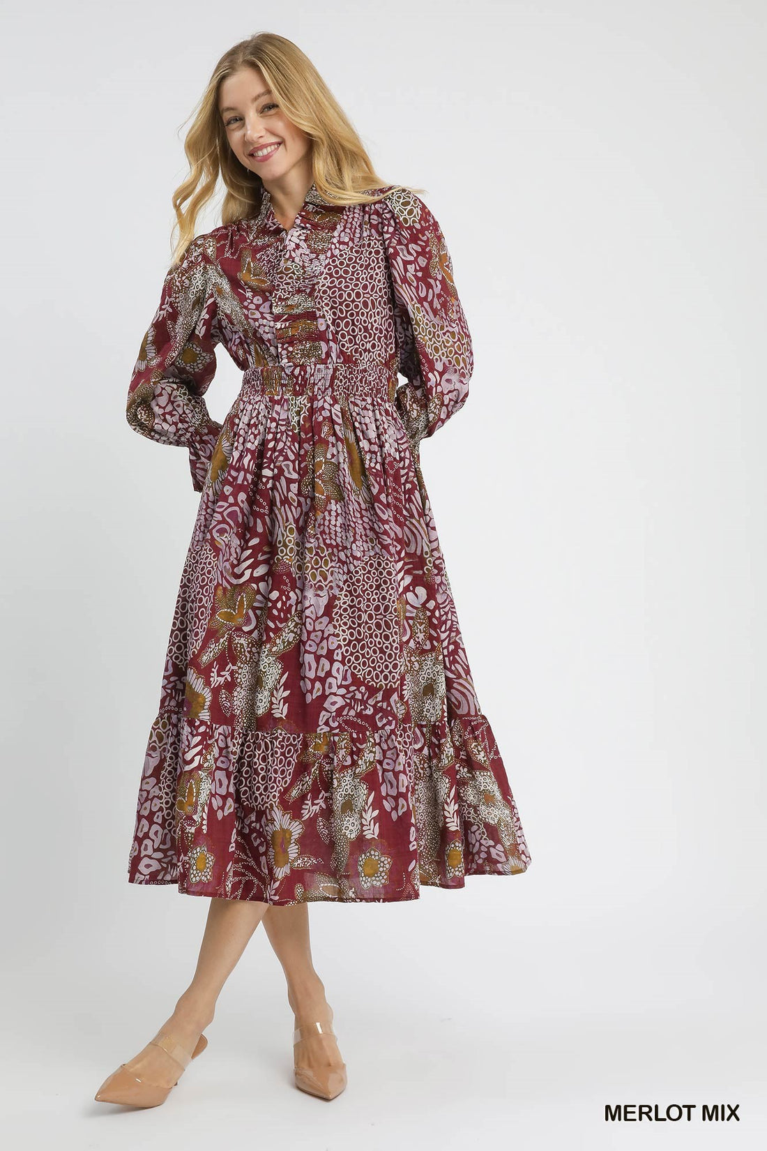 Botanical Print Midi Dress