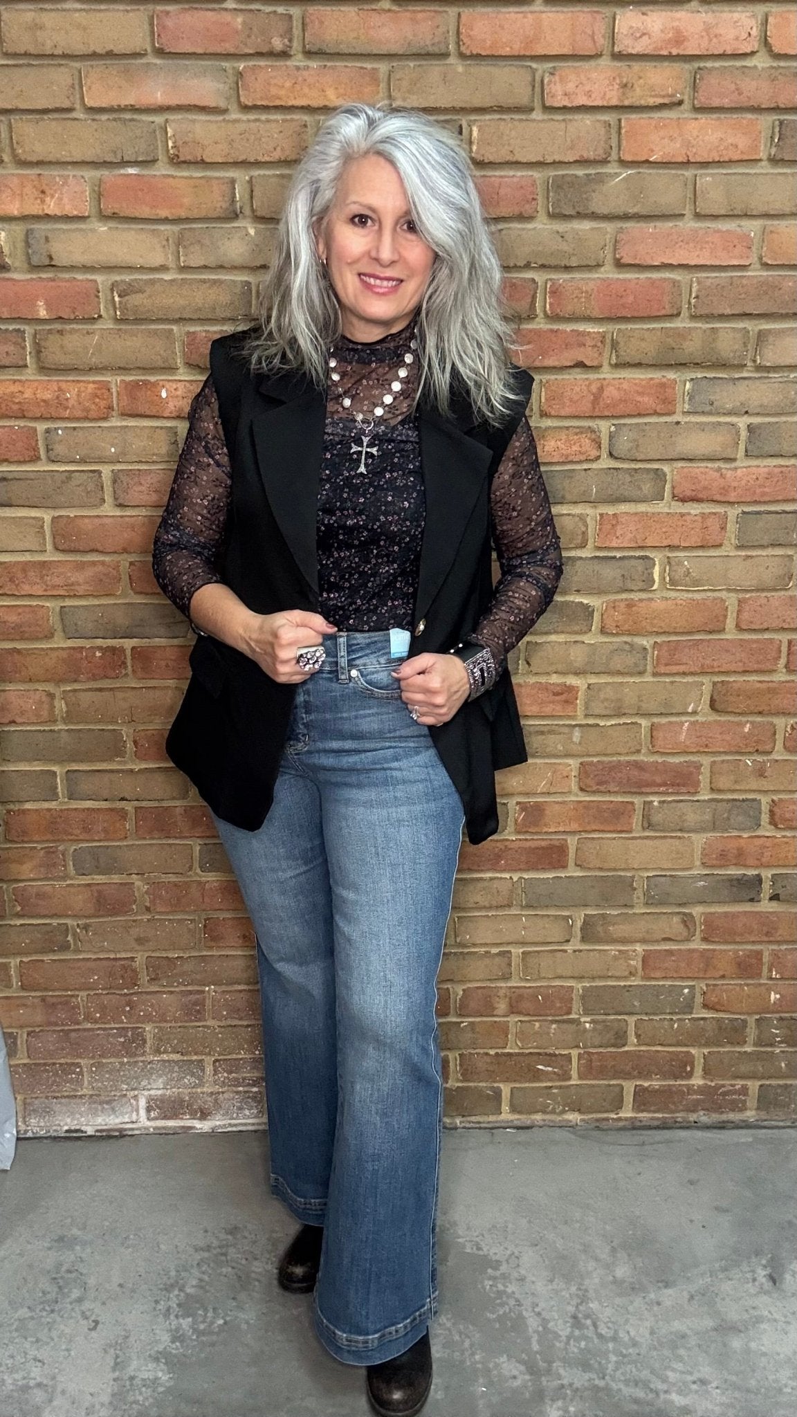 Black Lace Long Sleeve Top - Vintage Vault Boutique