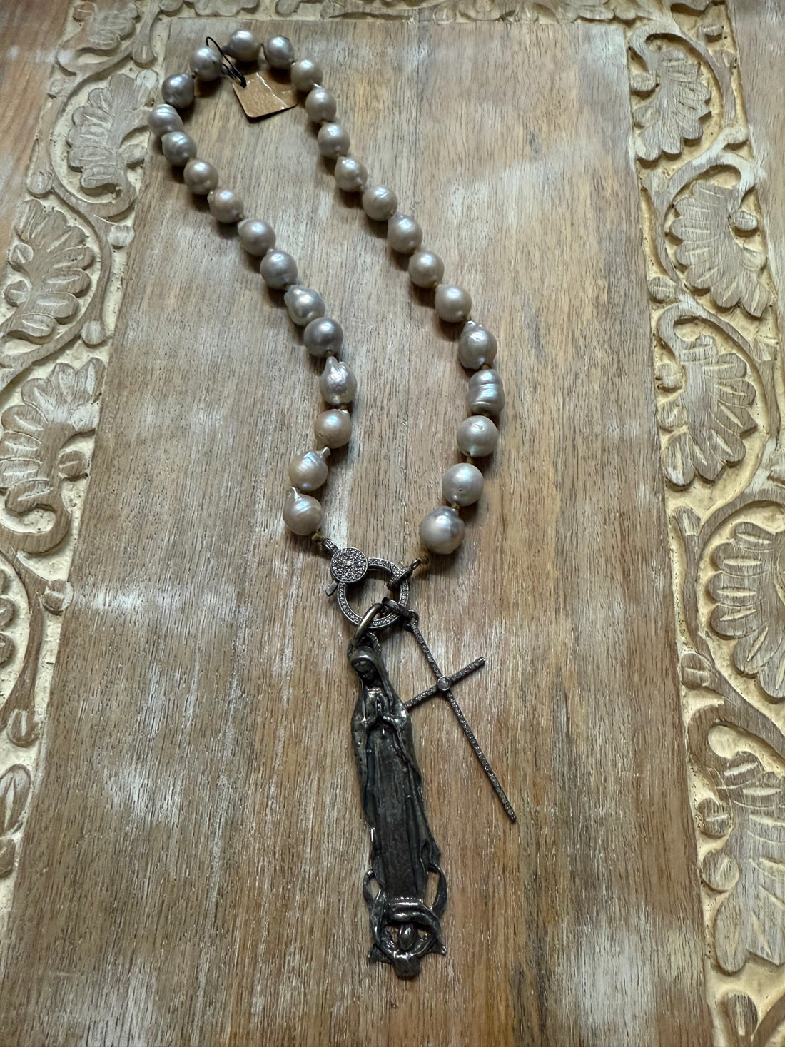Diamond Cross and Lady Charm Holder Necklace
