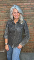 Black Denim Button-Up Embroidery Shirt - Vintage Vault Boutique