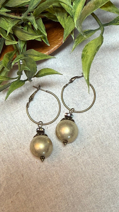 Champagne Hoop with Pearl Earrings