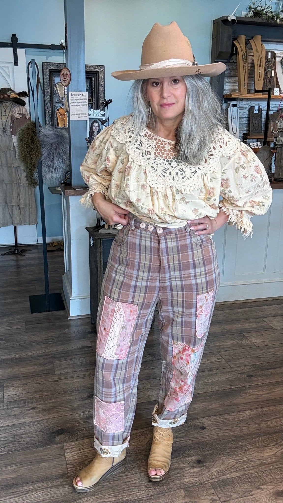 Traveling On Pants - Lavender Plaid - Vintage Vault Boutique