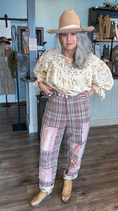 Traveling On Pants - Lavender Plaid