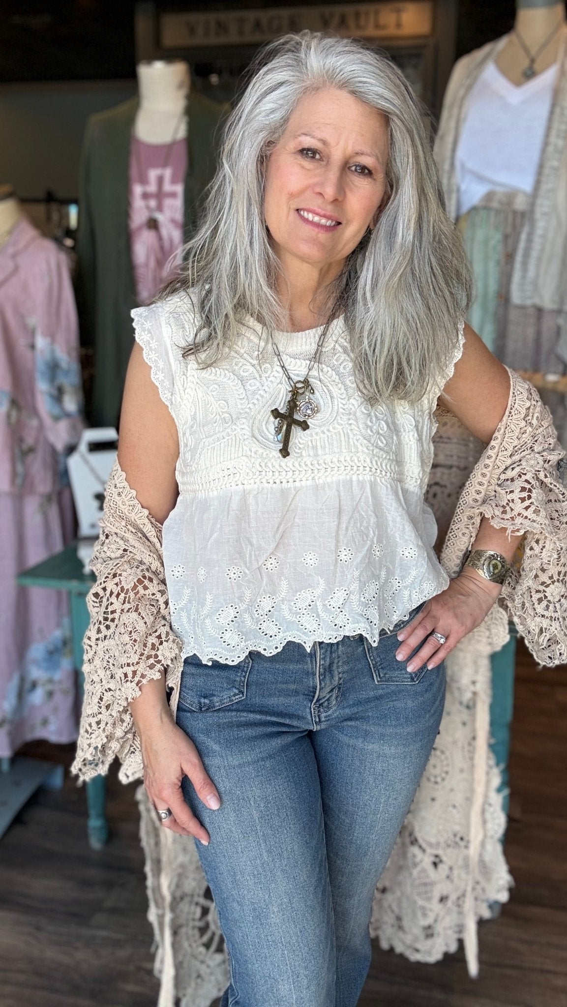 Babydoll Crochet Top - Vintage Vault Boutique