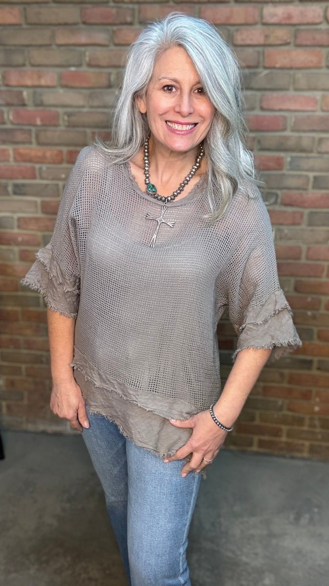 Cotton Mesh Knit Top - Vintage Vault Boutique