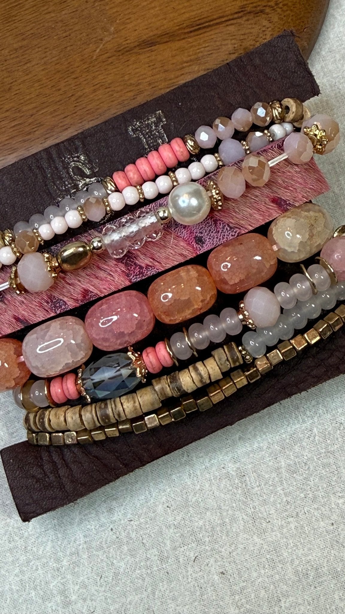Pink Stretch Bracelet Stack - Vintage Vault Boutique
