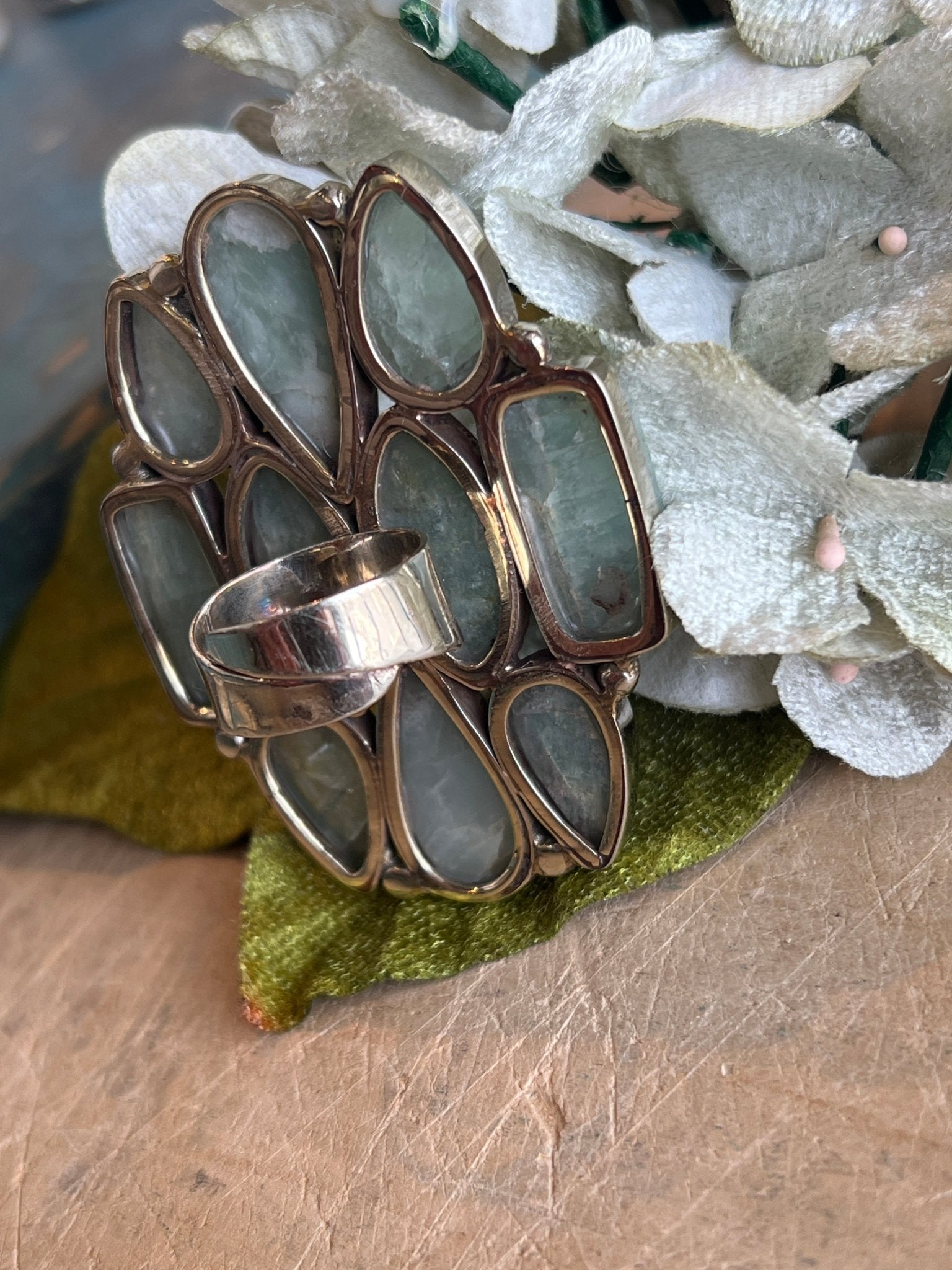 Aquamarine Nugget Crystal Ring - Vintage Vault Boutique