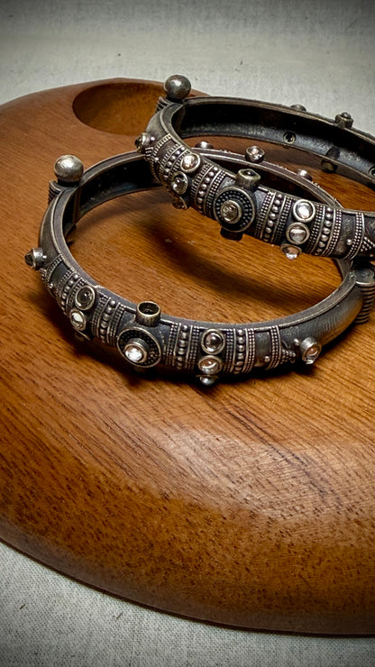 Hinged Exotic Silver Bracelet