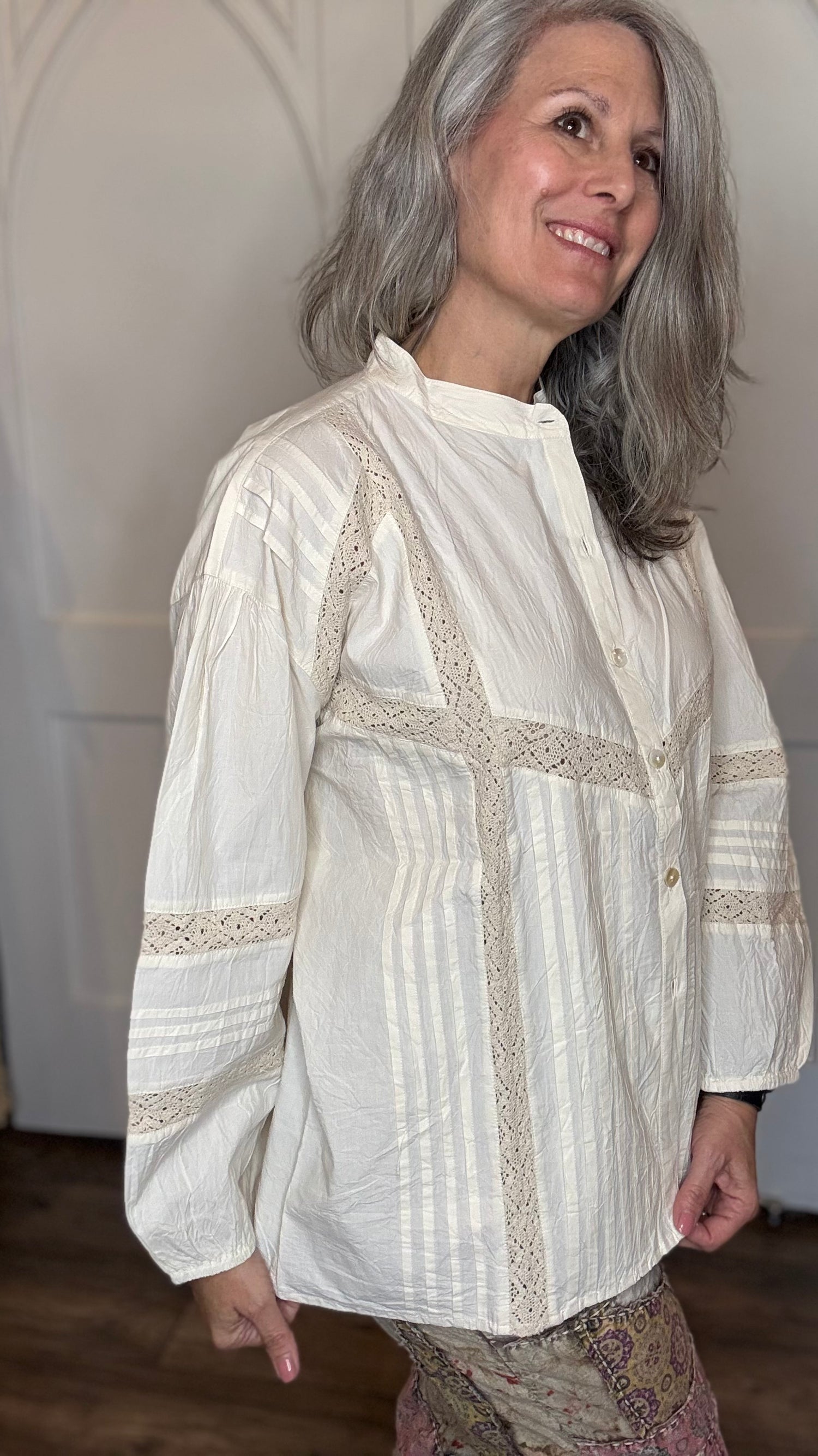 Vintage Cotton and Lace Inset Top