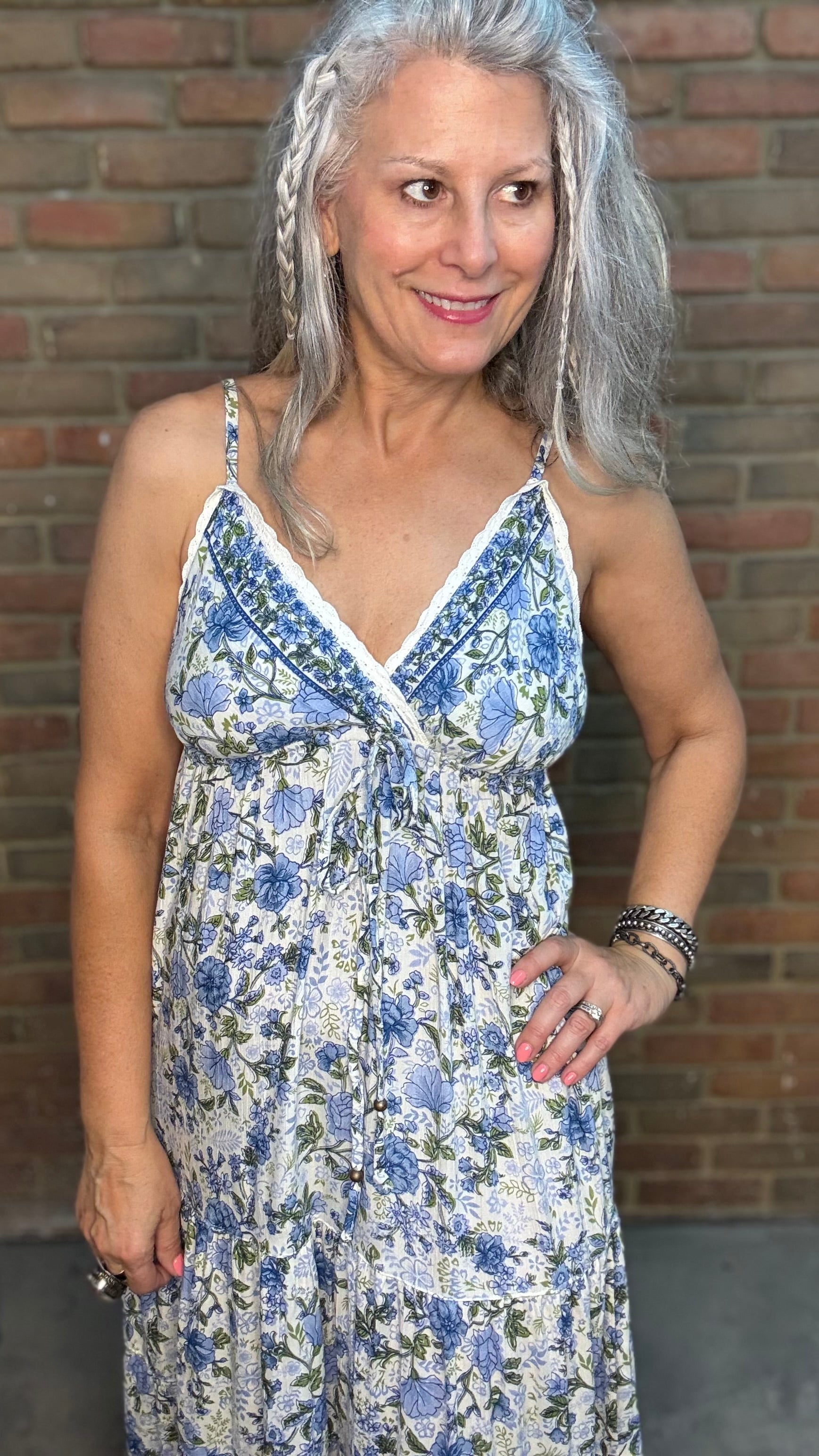 Willow Blue Tie Front Dress
