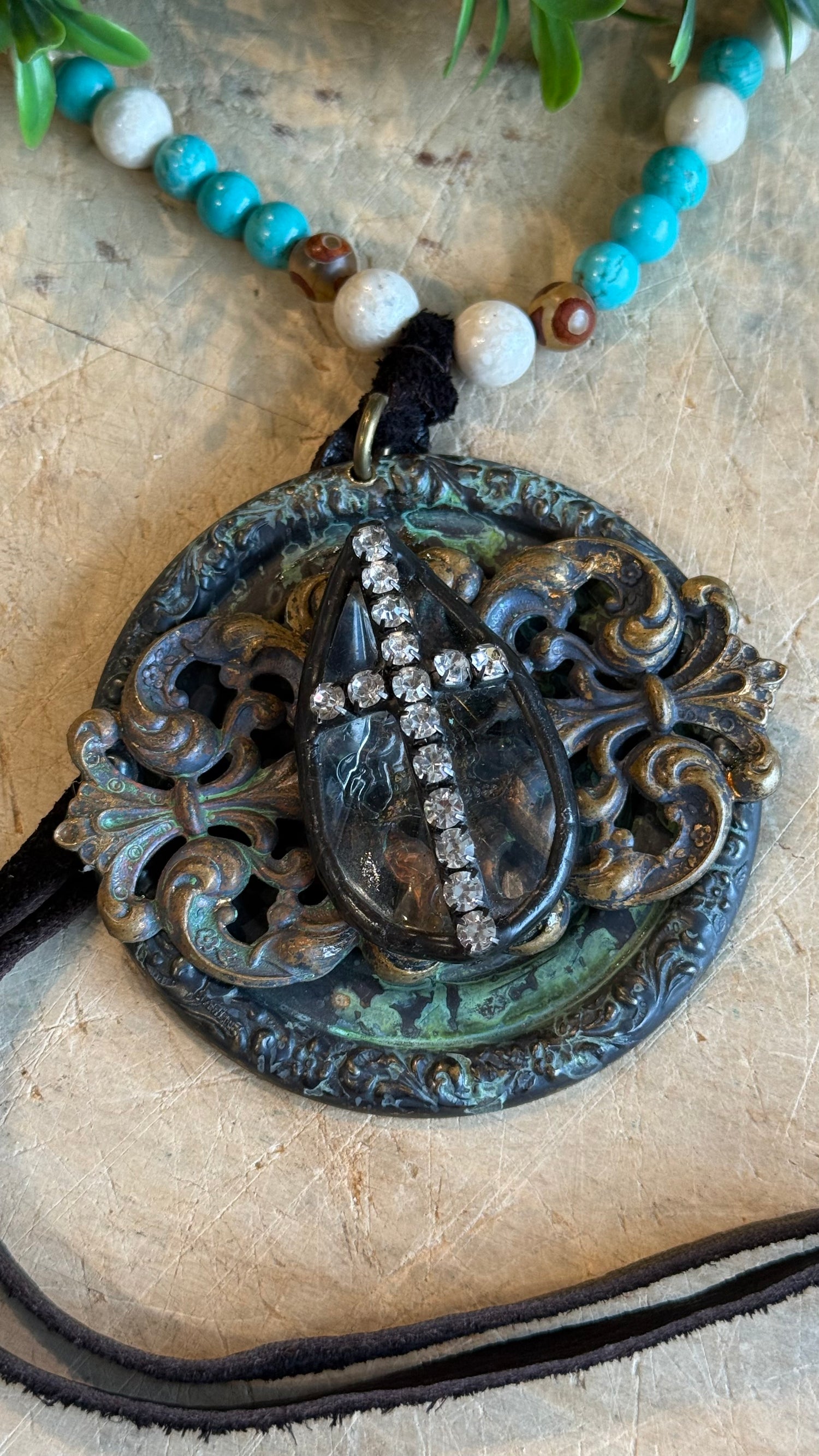 Cross Medallion on Beads with Tassel