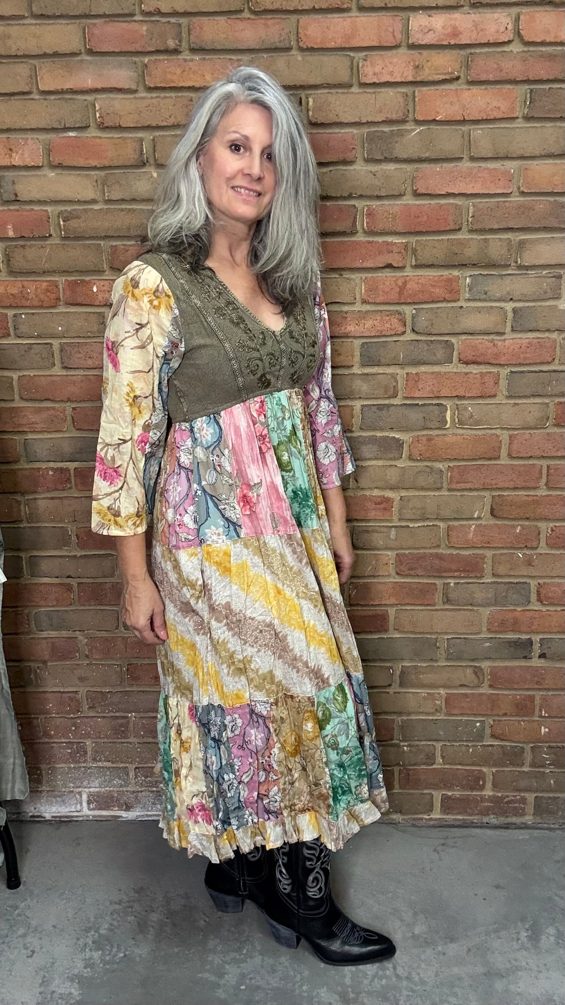 Gravel Rustic Bohemian A-Line Midi Dress