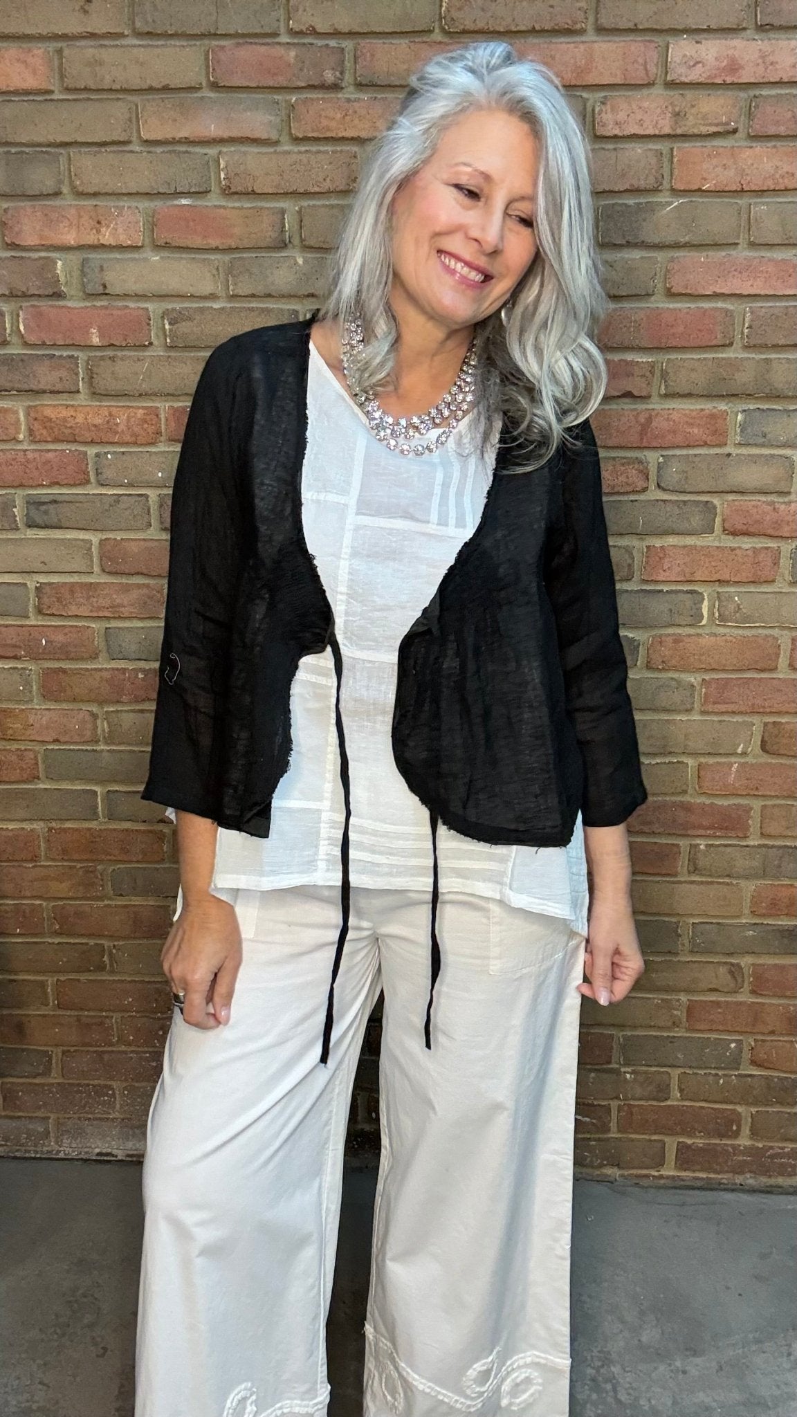 Black Cotton Crop Jacket - Vintage Vault Boutique