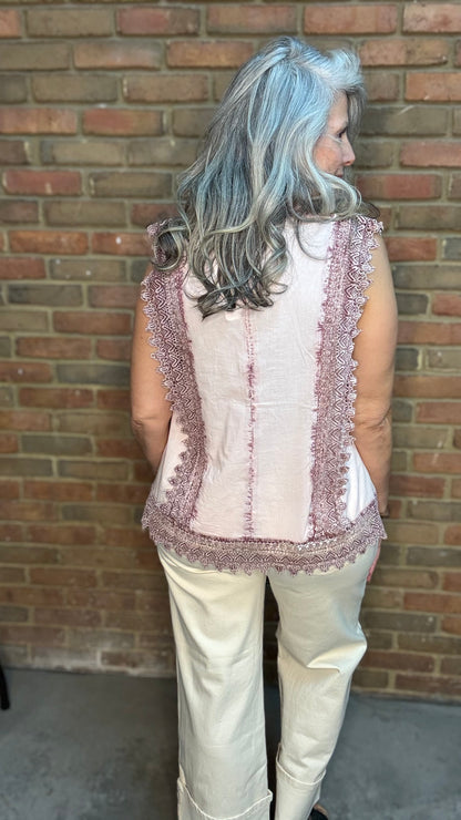 Floral Scalloped Embroidered Cotton Top