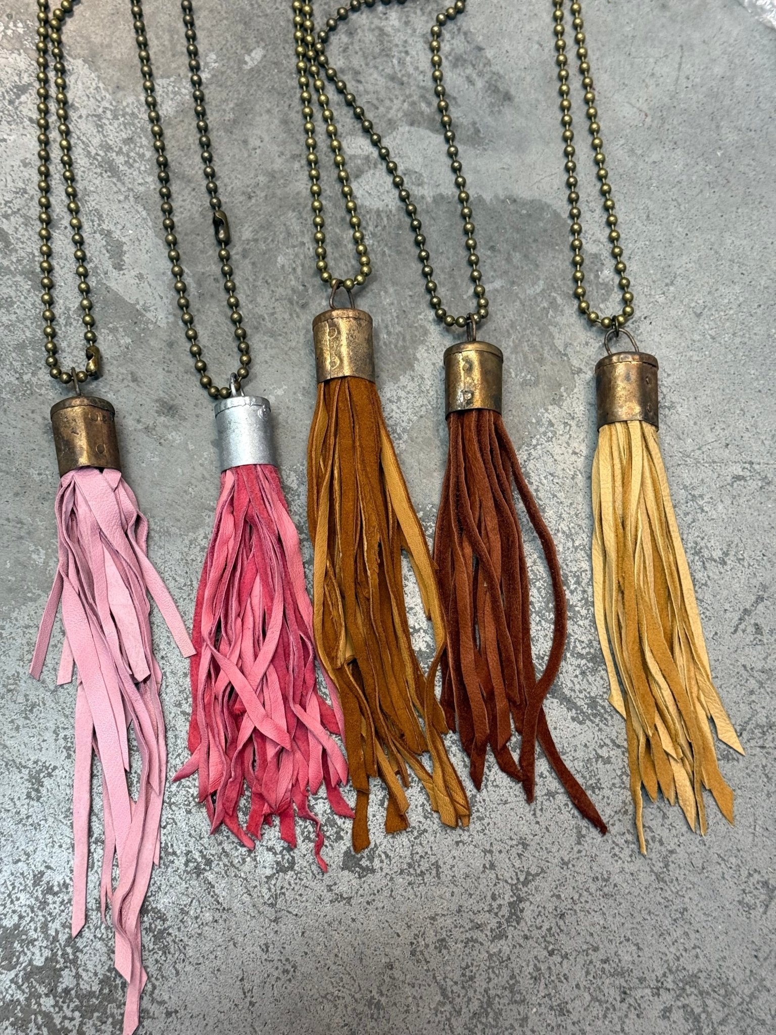 Leather Tassel on Ball Chain Necklace - Vintage Vault Boutique