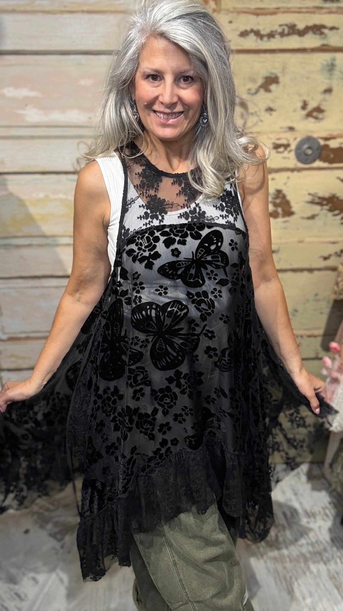After Midnight Sleeveless Tunic - Vintage Vault Boutique