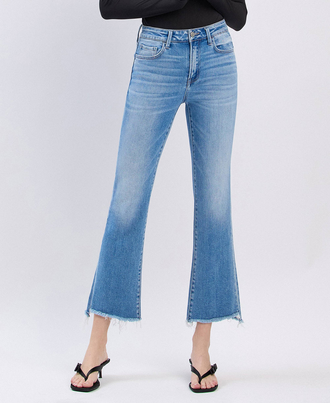 Slant Raw Edge Kick Flare Jean