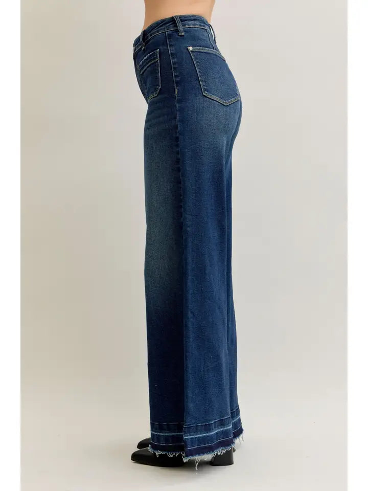 Judy Blue Palazzo Front Patch Pocket Jeans