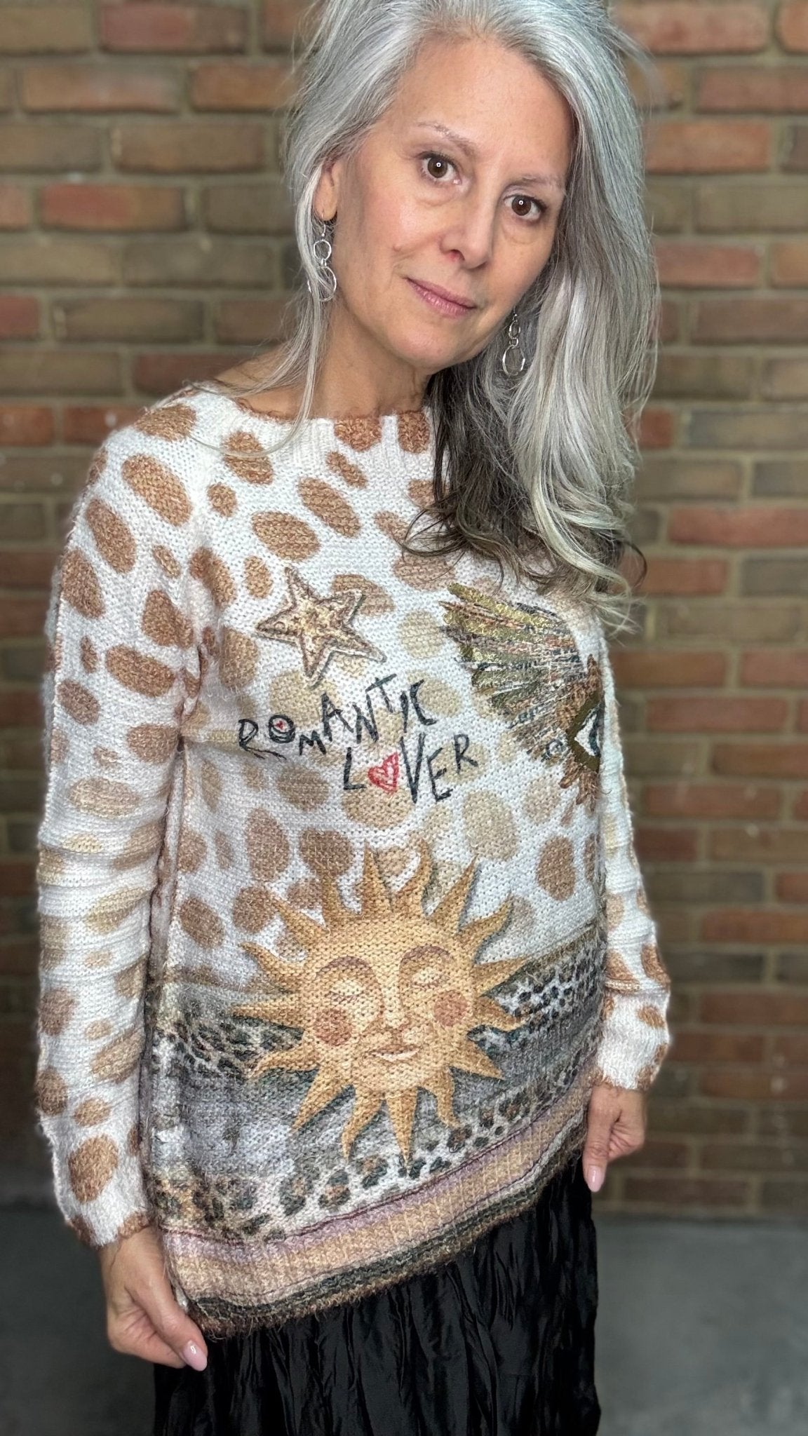 Romantic Lover Print Sweater - Vintage Vault Boutique