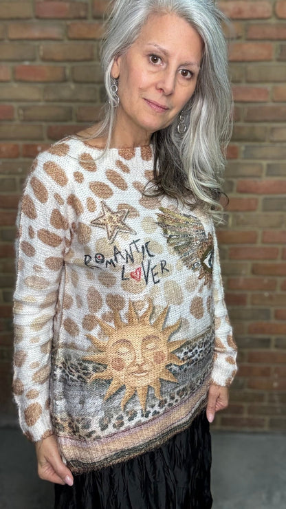 Romantic Lover Print Sweater - Vintage Vault Boutique