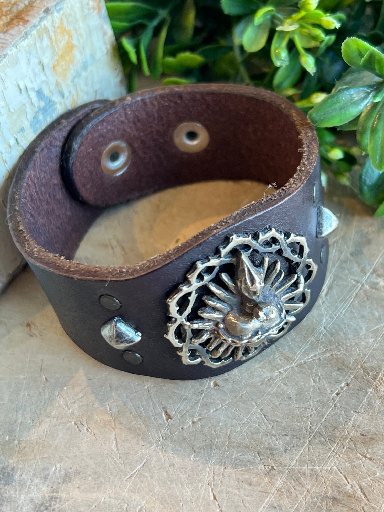 Sacred Heart Leather Bracelet