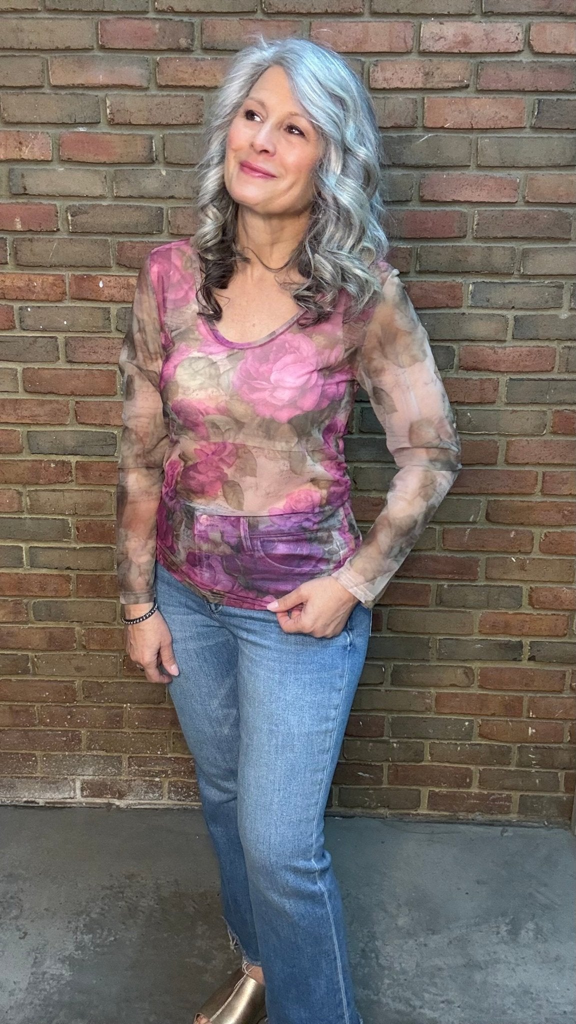 Roses Mesh Top - Vintage Vault Boutique
