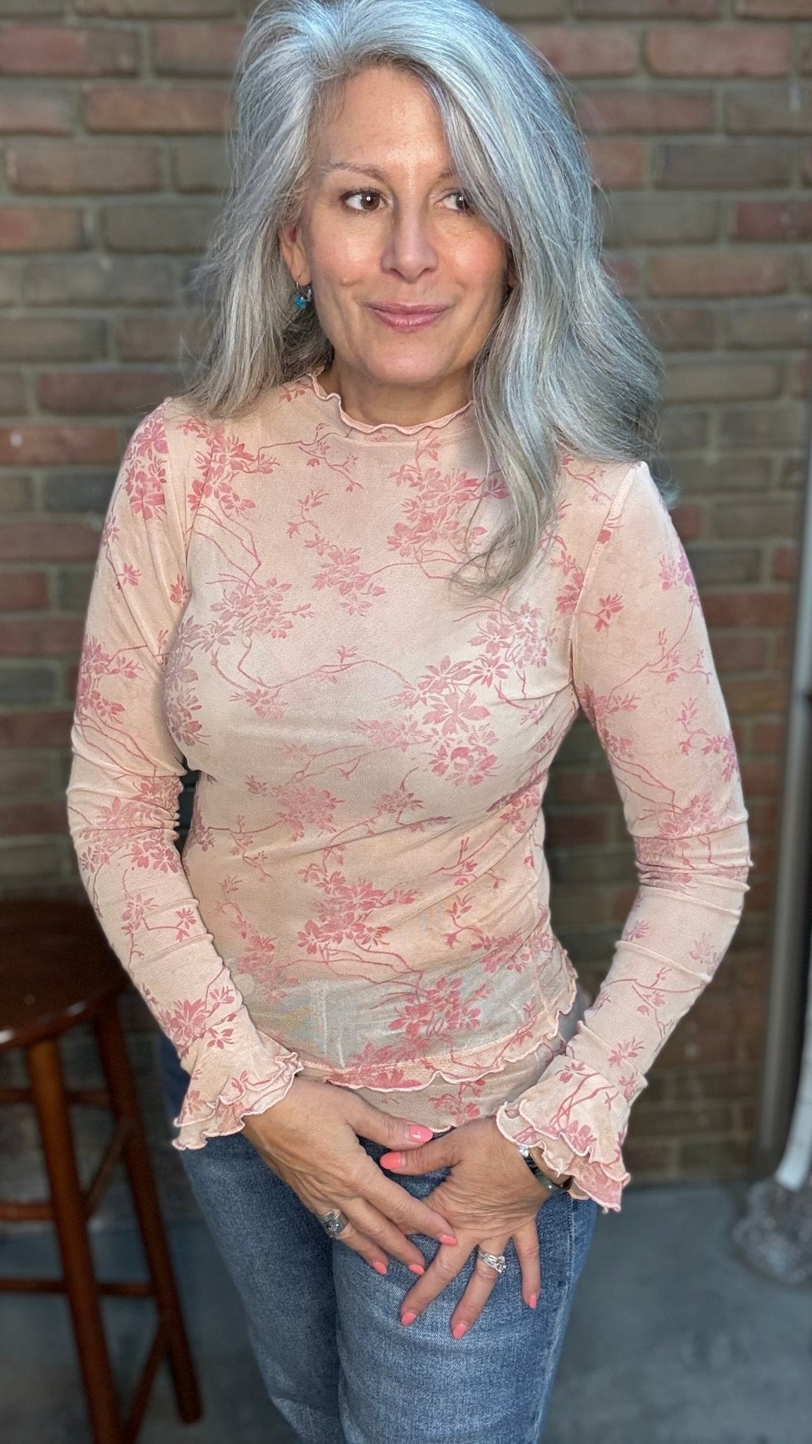 Burn Out Sheer Mesh Top - Vintage Vault Boutique