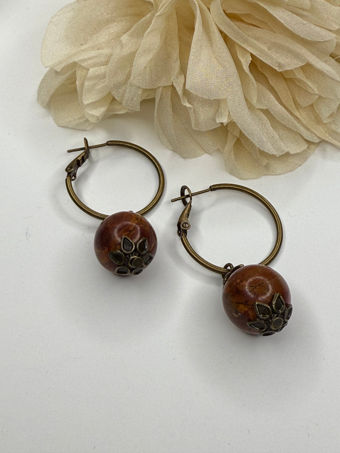 Burnt Orange Stone Drop Earring
