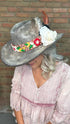 Gray Hat with Embroidery Band - A Rare Bird - Vintage Vault Boutique