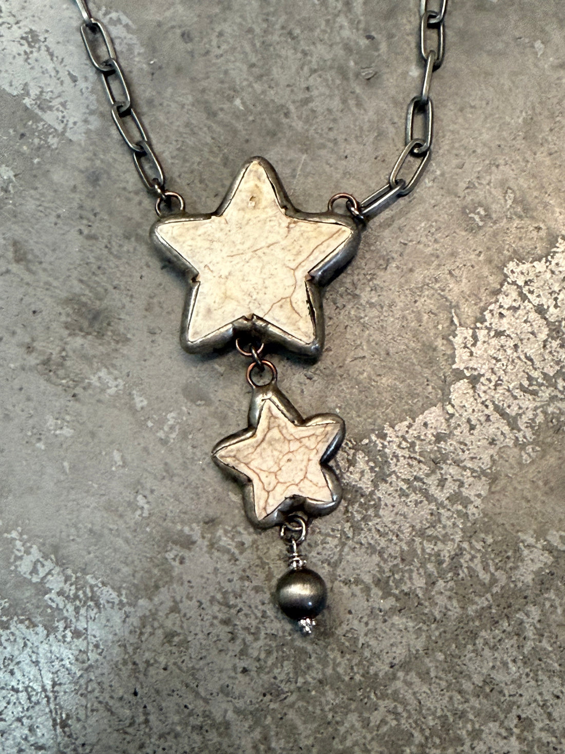 White Stone Star Drop Necklace