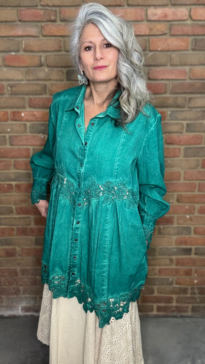 Emerald Vintage Lace Jacket