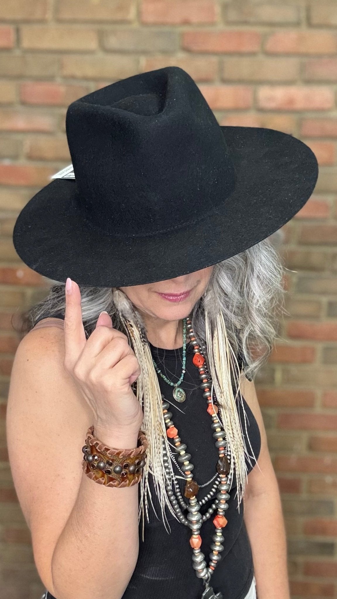 Black Felt Unbanded Hat - Vintage Vault Boutique