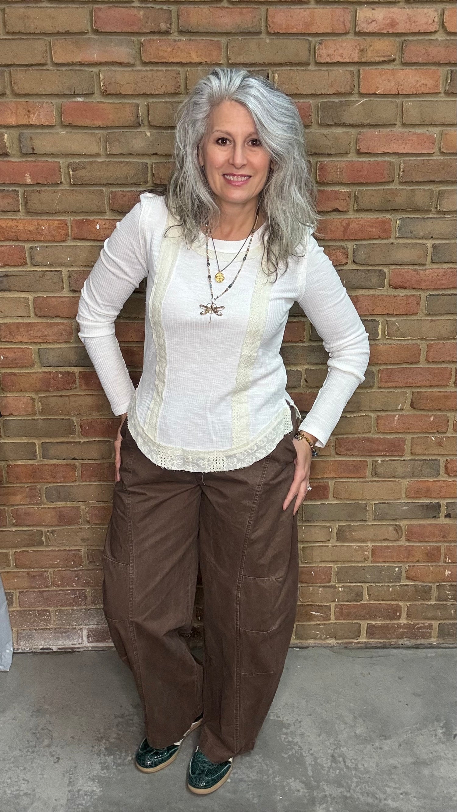 Brown Pull On Barrel Pant