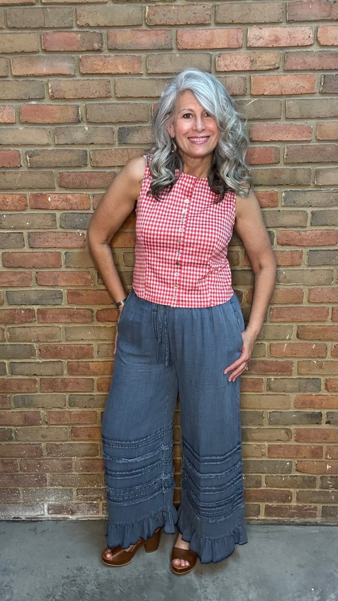 Flared Ruffle Hem Crop Pants - Vintage Vault Boutique