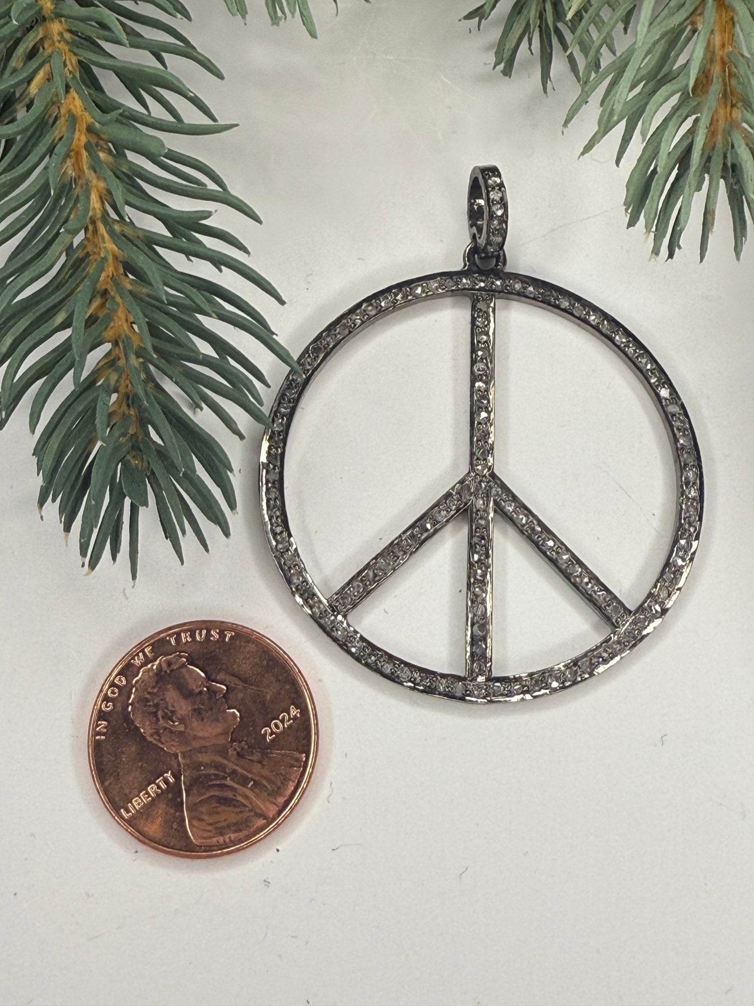 Peace Pave Diamond Pendant - Vintage Vault Boutique