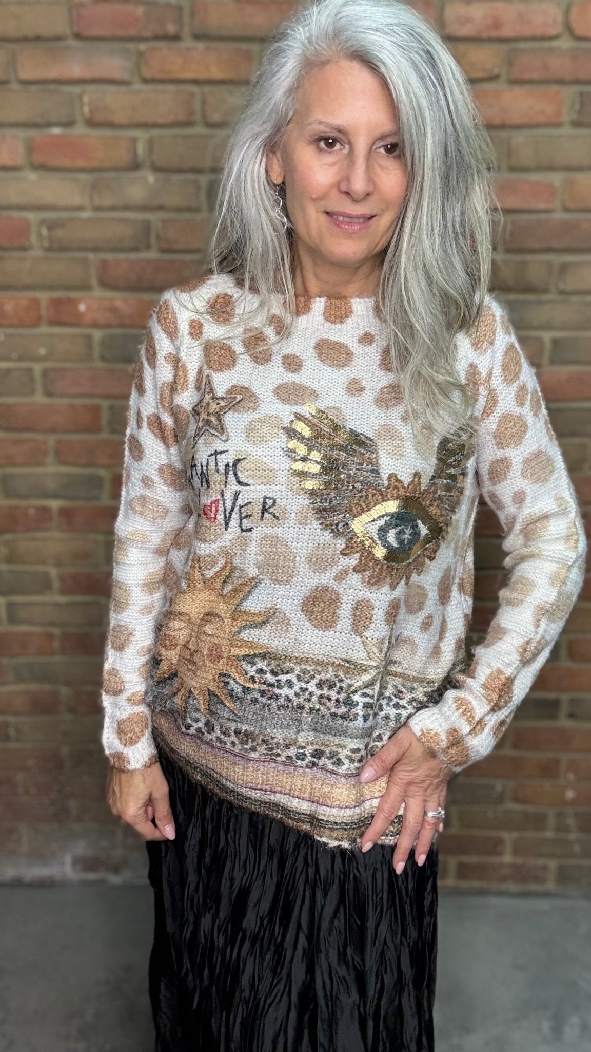 Romantic Lover Print Sweater - Vintage Vault Boutique