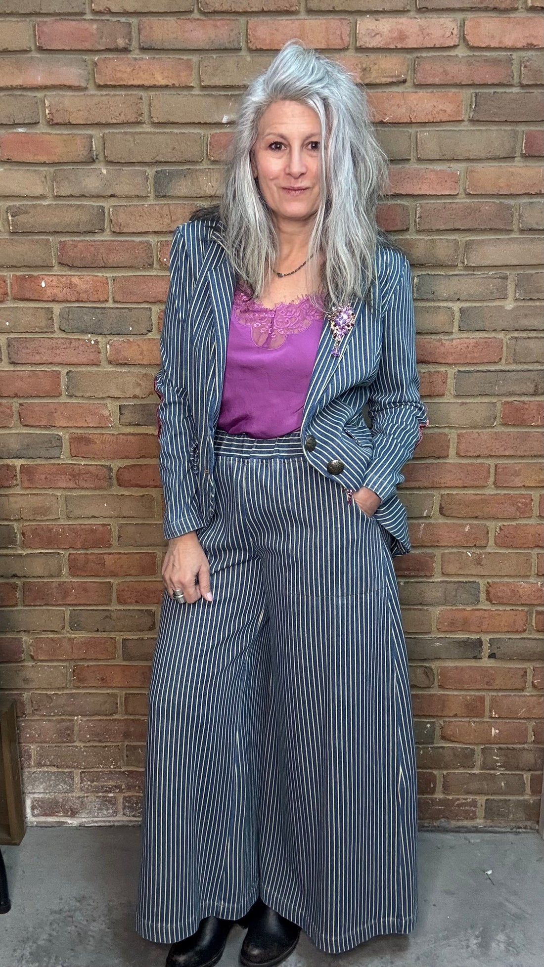 Alaia Stripe Denim Blazer