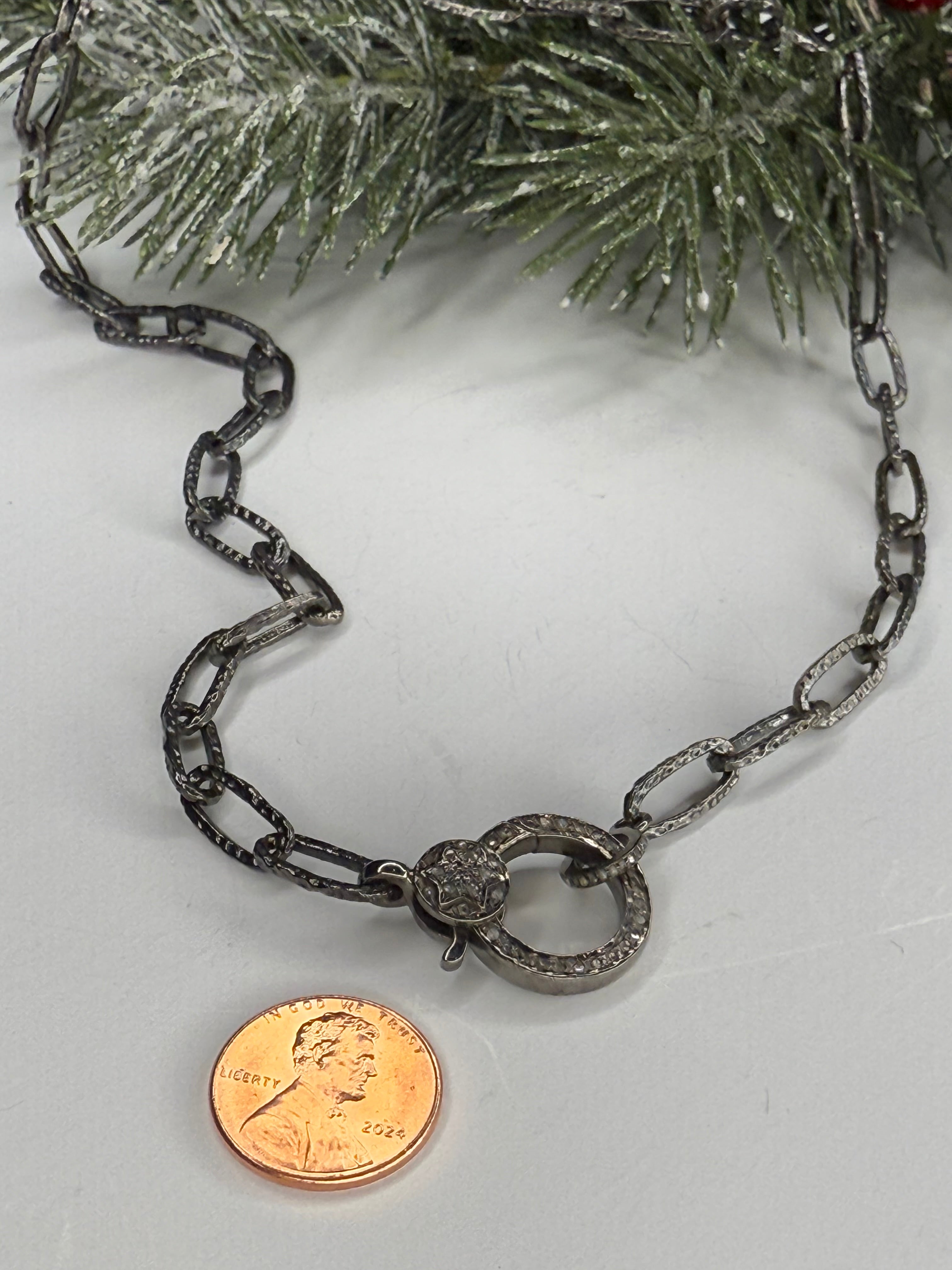 18" Chain with Pave Diamond Charm Holder