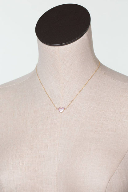 Bold Heart 15.5-17.5"  Freshwater Pearl Heart Simple Necklace