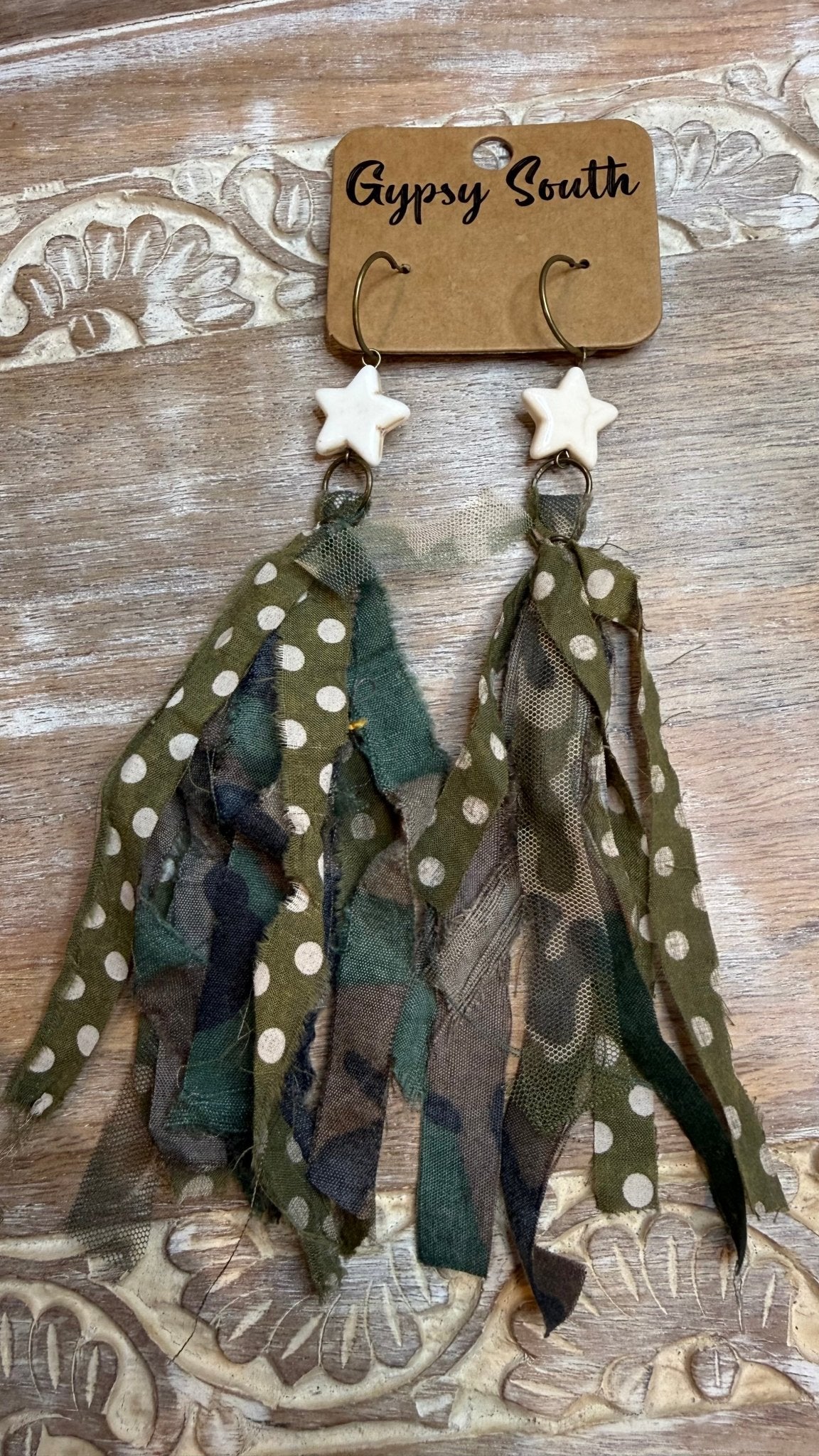 Star with Fabric Tassel Earring - Vintage Vault Boutique