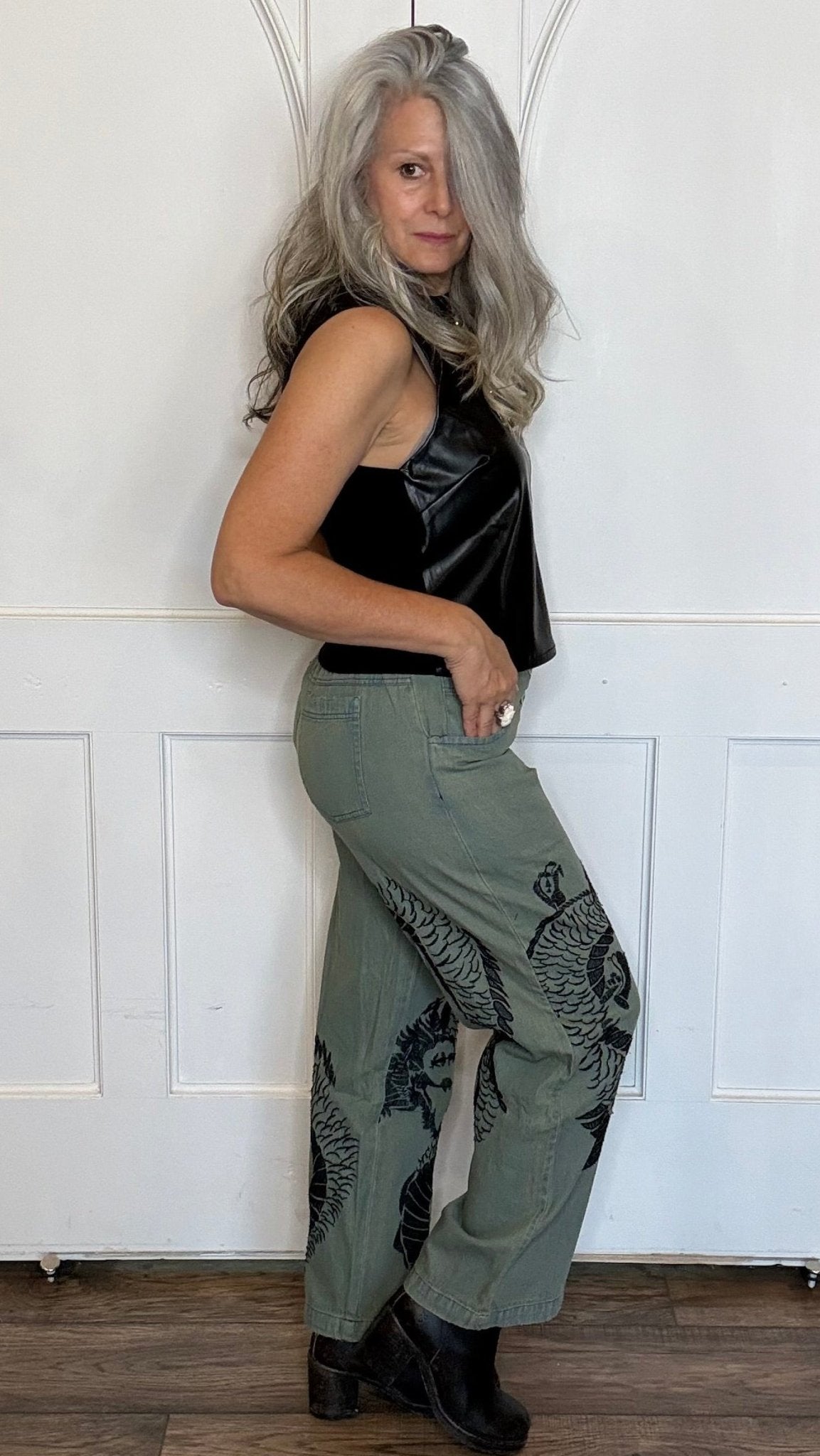 SUMANA - Black Sleeveless Faux Leather Top - Vintage Vault Boutique
